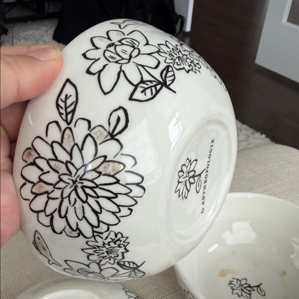 Anthro Set of 3 White Ceramic Bowls - Picture 6 of 10